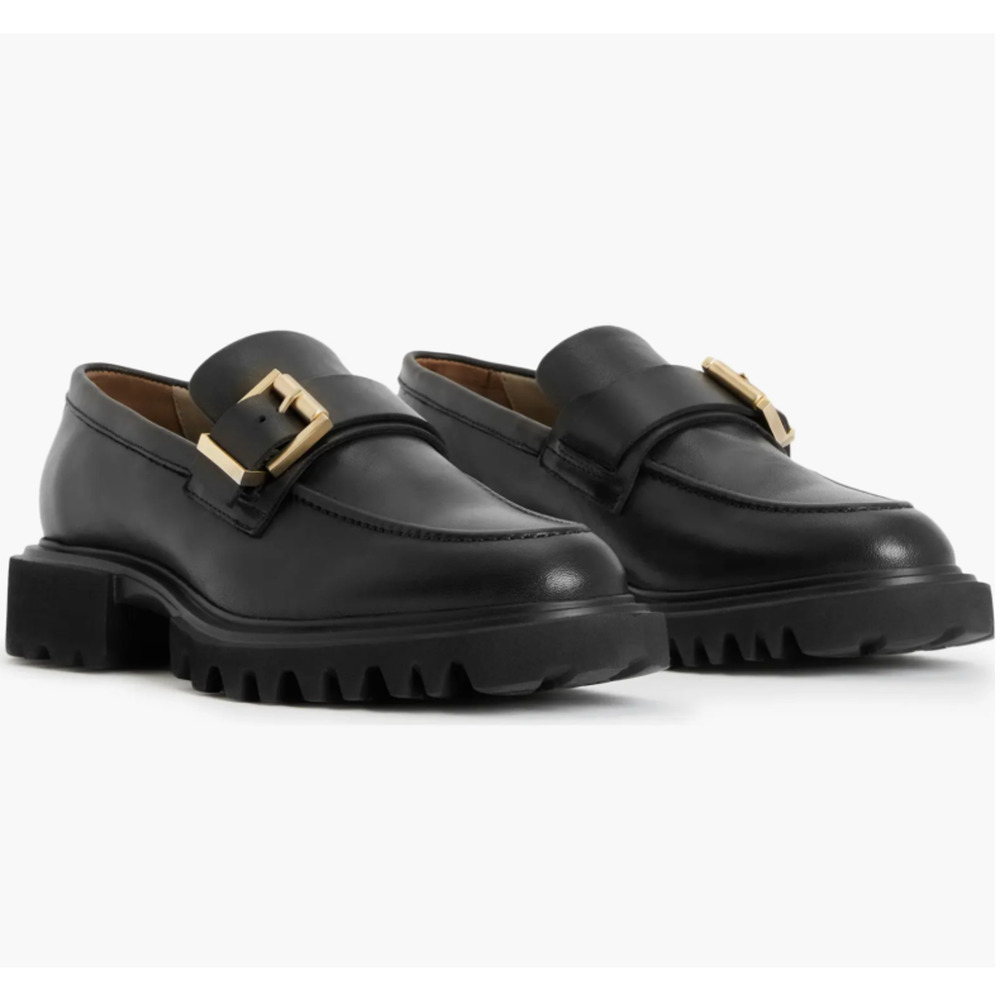 ALLSAINTS Emily Chunky Platform Loafers Goth Grunge Punk Black Leather US 8